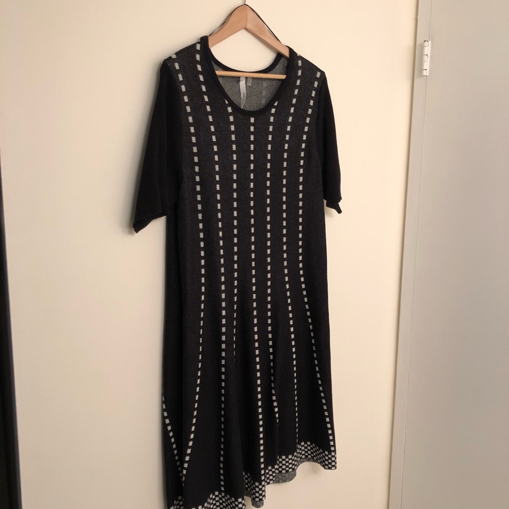 Black & White Checker Sweater Dress-Plus Size